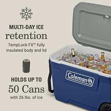 Coleman Classic Series 62 Quart Wheeled Cooler - Ideal for Outdoor Adventures