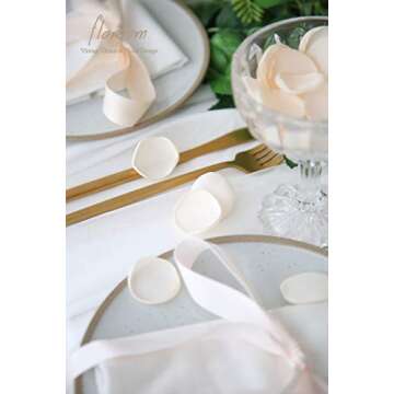 Floroom 500pcs Rose Petals Cream Faux Silk Flower Petals for Wedding Flower Girl Basket Aisle Scatter Dinner Table Centerpieces Party Confetti Bridal Shower Romantic Night Decoration