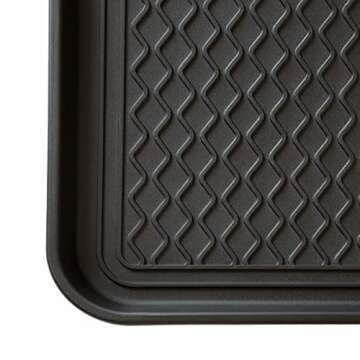 All-Weather Indoor/Outdoor Boot Tray - Weather-Resistant Hard Plastic Shoe Mat with Raised Edge for Entryways, Decks, and Patios by Stalwart (Black)
