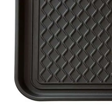 All-Weather Indoor/Outdoor Boot Tray - Weather-Resistant Hard Plastic Shoe Mat with Raised Edge for Entryways, Decks, and Patios by Stalwart (Black)