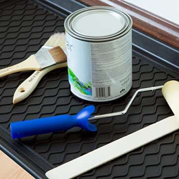 All-Weather Indoor/Outdoor Boot Tray - Weather-Resistant Hard Plastic Shoe Mat with Raised Edge for Entryways, Decks, and Patios by Stalwart (Black)