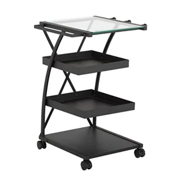 SD Studio Designs Modern Triflex Mobile Storage Taboret for Arts and Crafts, Charcoal Black/Clear Gl...