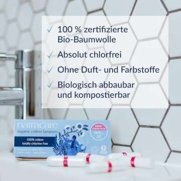 Natracare Non-Applicator Organic Cotton Tampons - Super Plus, Eco-Friendly