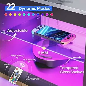 Bestier White Marble TV Stand LED Entertainment Center Gaming TV Stand for 55 Inch TV RGB Television...