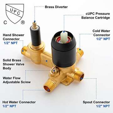 SHAMANDA Waterfall Wall Mounted Bathtub Faucet with Hand Shower, Bathroom Single Handle Tub Faucet Modern Brass Tub Shower Faucet Set(Including Rough-In Valve Body and Trim), Matte Black, L901-7