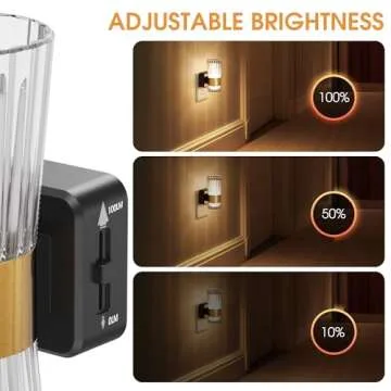 Night Light Plug into Wall, Soft Light LED Night Lights with Dusk to Dawn Auto Light Sensor, 0-100LM Adjustable Brightness Nightlight, Wall Sconce-Style Design for Bedroom Hallway, 2 Pack