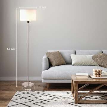 O’Bright Ted - Drum Shade Standing Lamp, Pull Chain Switch, E26 Socket, Modern Minimalist Design, ...