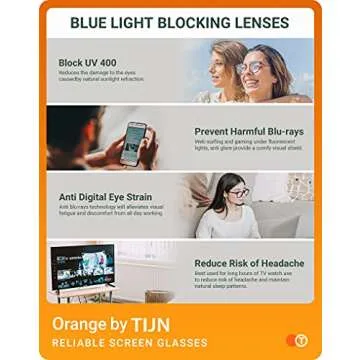 TIJN Blue Light Blocking Glasses Men Women Vintage Thick Round Rim Frame Eyeglasses(Marble Tortoise)