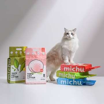 Michu Cat Litter Tofu Cat Litter Best Cat Litter Natural Clumping Tofu Cat Litter 5.5lb/88oz 5 Scent...