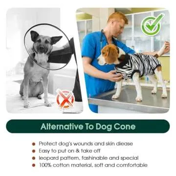 Kuoser Dog Surgery Recovery Suit, Recovery Suit for Female Male Dogs, Dog Onesie After Surgery Spay Neuter, Anti-Licking Pet Surgical Recovery Snugly Suit, Bodysuit for Abdominal Wounds Skin Disease