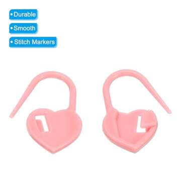 PATIKIL Crochet Stitch Markers, 100 Pack Plastic Knitting Markers Needle Pin Heart Locking Stitch Marker for Sewing Crocheting DIY Craft, Pink