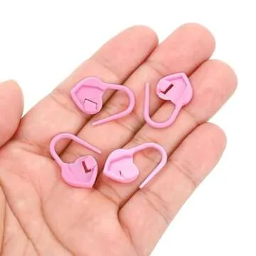 PATIKIL Crochet Stitch Markers, 100 Pack Plastic Knitting Markers Needle Pin Heart Locking Stitch Marker for Sewing Crocheting DIY Craft, Pink