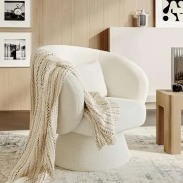 Swivel Accent Chair Barrel Chair, Modern Swivel Chair Sherpa Teddy Upholstered Armchair with Lumbar ...