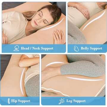 Cute Castle Cooling Cover Pregnancy Pillows, Soft U-Shape Maternity Pillow with Removable Cover - Full Body Pillows for Adults Sleeping - Pregnancy Must Haves - Jumbo 57 Inch - Brown