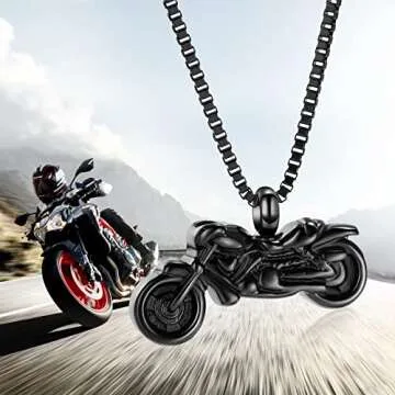 XSMZB Motorcycle Urn Necklace - Stainless Steel Keepsake Jewelry for Ashes