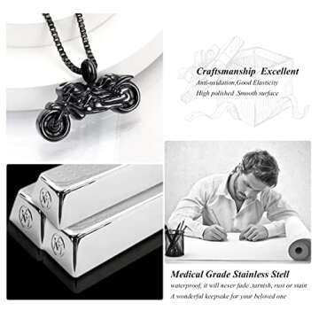 XSMZB Motorcycle Urn Necklace for Cherished Memories
