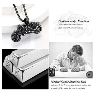 XSMZB Motorcycle Urn Necklace for Cherished Memories