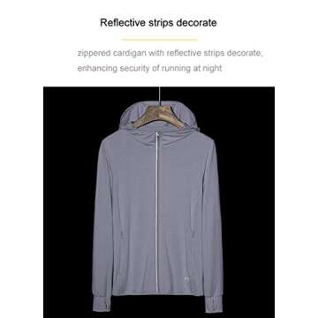 GMTTFOUR UPF 50+ UV Sun Protection Women's Clothing Zip Up Hoodie Long Sleeve Fishing Running Hiking Jacket Outdoor Performance Shirt(Light Blue,XL)