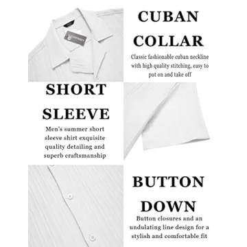COOFANDY Summer Button-Down Shirt for Men Lightweight Style