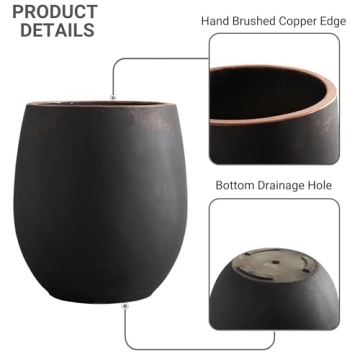 Wallowa Large Round Concrete Planter Set with Drainage Holes