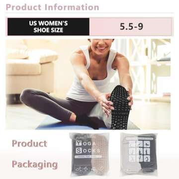 lilisilk 6 Pairs Pilates Socks with Grips for Women-Non-Slip Yoga Socks for Ballet Dance Barefoot Workout Pregnant Crew Socks