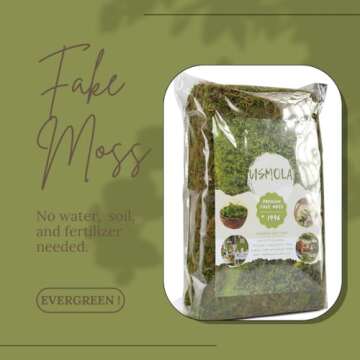 USMOLA Fake Green Moss for Potted Plants, 4OZ Artificial Moss for DIY Crafts, Faux Moss for Table Centerpieces Fairy Garden Decor (Fresh Green 140gr)