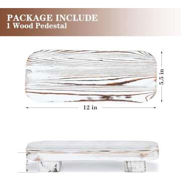 Farmhouse Wood Tray Rustic Wooden Pedestal 12 * 5.5 * 2 inches Decorative Wood Riser for Farmhouse Kitchen Counter Bathroom Room Decor (White)