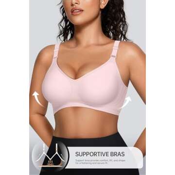 OEAK Womens Comfortable Bras Wireless V Neck Bra Full Coverage Bralettes Seamless Tshirts Bras Push ...