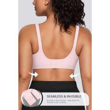 OEAK Womens Comfortable Bras Wireless V Neck Bra Full Coverage Bralettes Seamless Tshirts Bras Push Up Bras with Extender S Pink