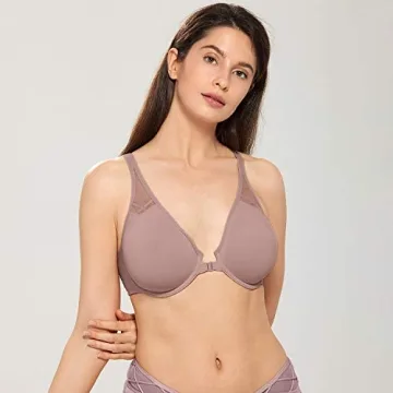DELIMIRA Plus Size Front Closure Racerback Bra - Comfort & Support