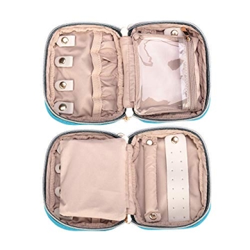 Teamoy Mini Jewelry Travel Case Compact Teal Organizer