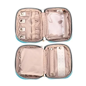 Teamoy Mini Jewelry Travel Case Compact Teal Organizer
