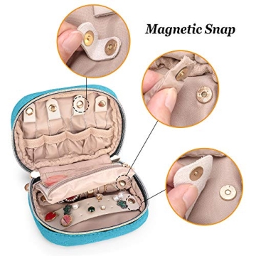 Teamoy Mini Jewelry Travel Case Compact Teal Organizer