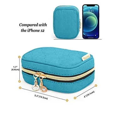 Teamoy Mini Jewelry Travel Case Compact Teal Organizer