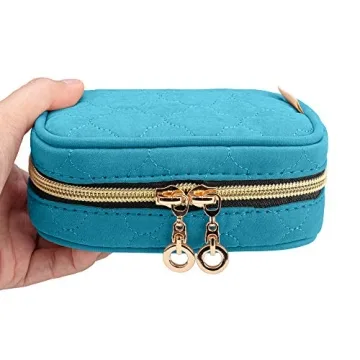 Teamoy Mini Jewelry Travel Case Compact Teal Organizer
