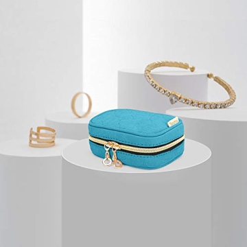Teamoy Mini Jewelry Travel Case Compact Teal Organizer