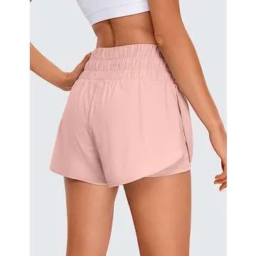 CRZ YOGA 2 in 1 High Waisted Running Shorts for Women 3" - Split Breathable for Athletic Tennis Gym ...