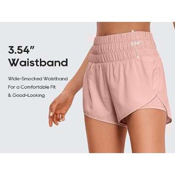 CRZ YOGA 2 in 1 High Waisted Running Shorts for Women 3" - Split Breathable for Athletic Tennis Gym Workout with Pockets Puff Pink Medium