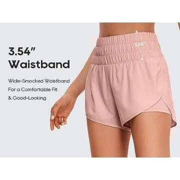 CRZ YOGA 2 in 1 High Waisted Running Shorts for Women 3" - Split Breathable for Athletic Tennis Gym Workout with Pockets Puff Pink Medium