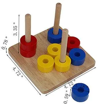 Kghios Montessori Infant Toys Materials for Toddlers 6 Months-1-2 Year Old Babies Infant & Toddler Materials Discs on Horizontal Dowel 4 in 1