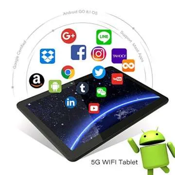 FLYINGTECH Android Tablet 10 Inch, 5G WiFi Tablet with Dual Camera, 16GB Storage, Android 8.1 Tablets PC, Quad-Core Processor, GMS Certified, 1280x800 IPS HD Display, Bluetooth, GPS, FM - Black