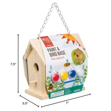 Beetle & Bee Paint A Bird Base, Backyard Birdhouse Kit, Bird House Painting Kit for Kids, DIY Arts & Crafts Gardening For Kids & Teens, Boys & Girls