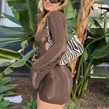 Pdxnyxx Long Sleeve Bodycon Dress - Chic & Sexy Y2K Style in Brown