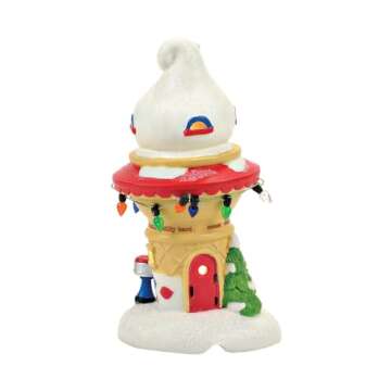 Department 56 North Pole Village Santa's Dairy Queen Cone House Lit Building