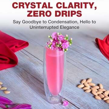 Eparé Stemless Champagne Flutes Glass - Set of 2 Double Wall Mimosa & Champagne Glasses - Lightweight Stemless Prosseco Glasses - 2024 Bridesmaid Champagne Flute for Bridal Shower