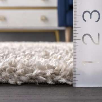 nuLOOM Kara Solid Shag Area Rug - 3x5 Accent Shag Rug Casual Beige Rugs for Living Room Bedroom Dini...