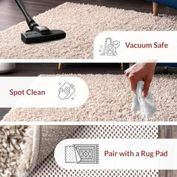 nuLOOM Kara Solid Shag Area Rug - 3x5 Accent Shag Rug Casual Beige Rugs for Living Room Bedroom Dining Room Nursery Entryway