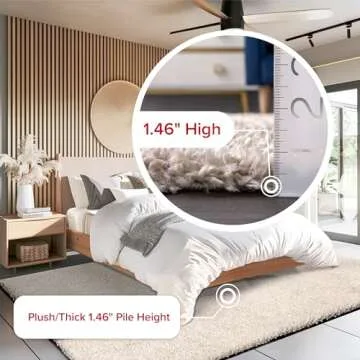 nuLOOM Kara Solid Shag Area Rug - 3x5 Accent Shag Rug Casual Beige Rugs for Living Room Bedroom Dining Room Nursery Entryway