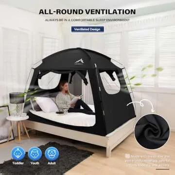 UNIHIMAL Bed Tent for Indoor Portable Light Reducing Twin Size Canopy Tents Breathable Lightweight P...