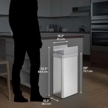 iTouchless 18 Gallon Wings Open Kitchen Trash Can with Lid and Odor Filter, Dog Proof Lid Lock 68 Liter Slim Stainless Steel Garbage Bin Home Office Bedroom Living Room Large Capacity Wastebasket